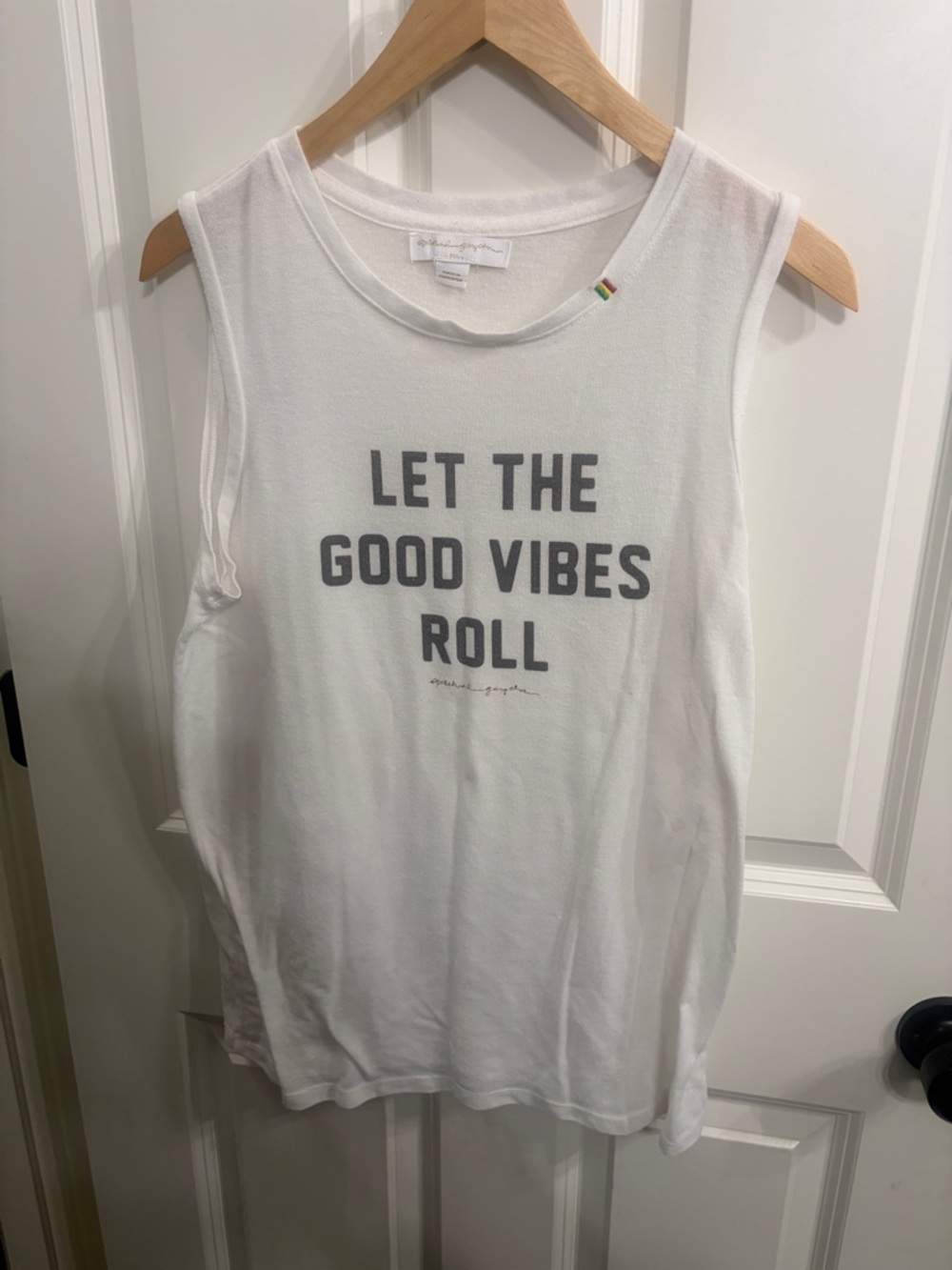 Spiritual Gangster White Graphic Muscle Tank - LET THE GOOD VIBES ROLL size S - Picture 8 of 8